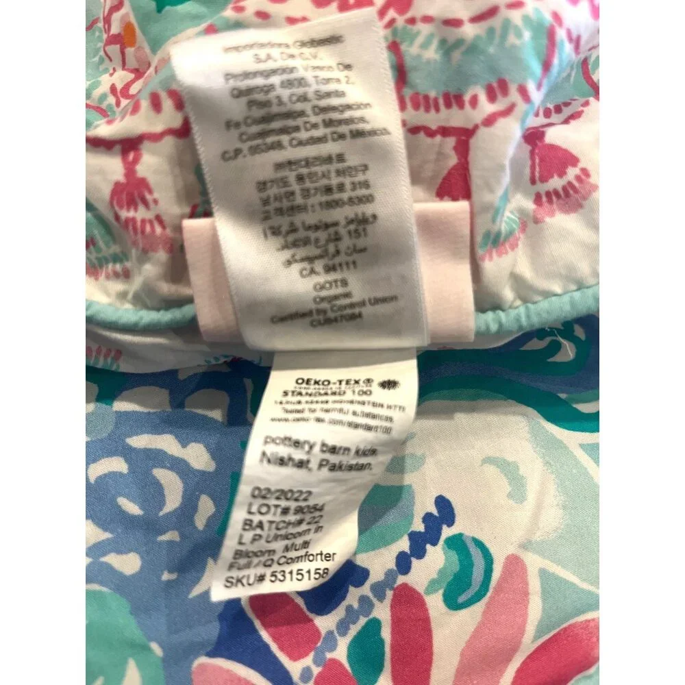Pottery Barn Lilly Pulitzer Floral Unicorns in Bloom Preppy Full Size Comforter